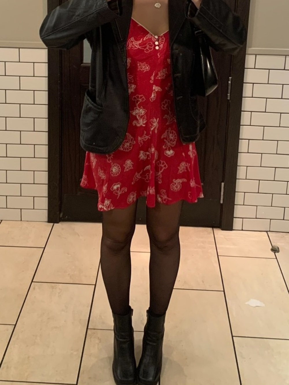 Red Floral Slip